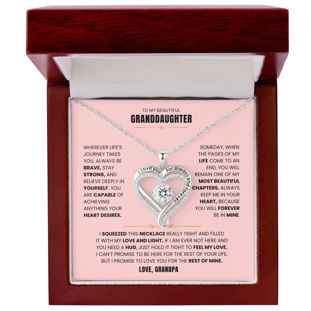 TO MY BEAUTIFUL GRANDDAUGHTER | LOVE YOU ALWAYS NECKLACE.