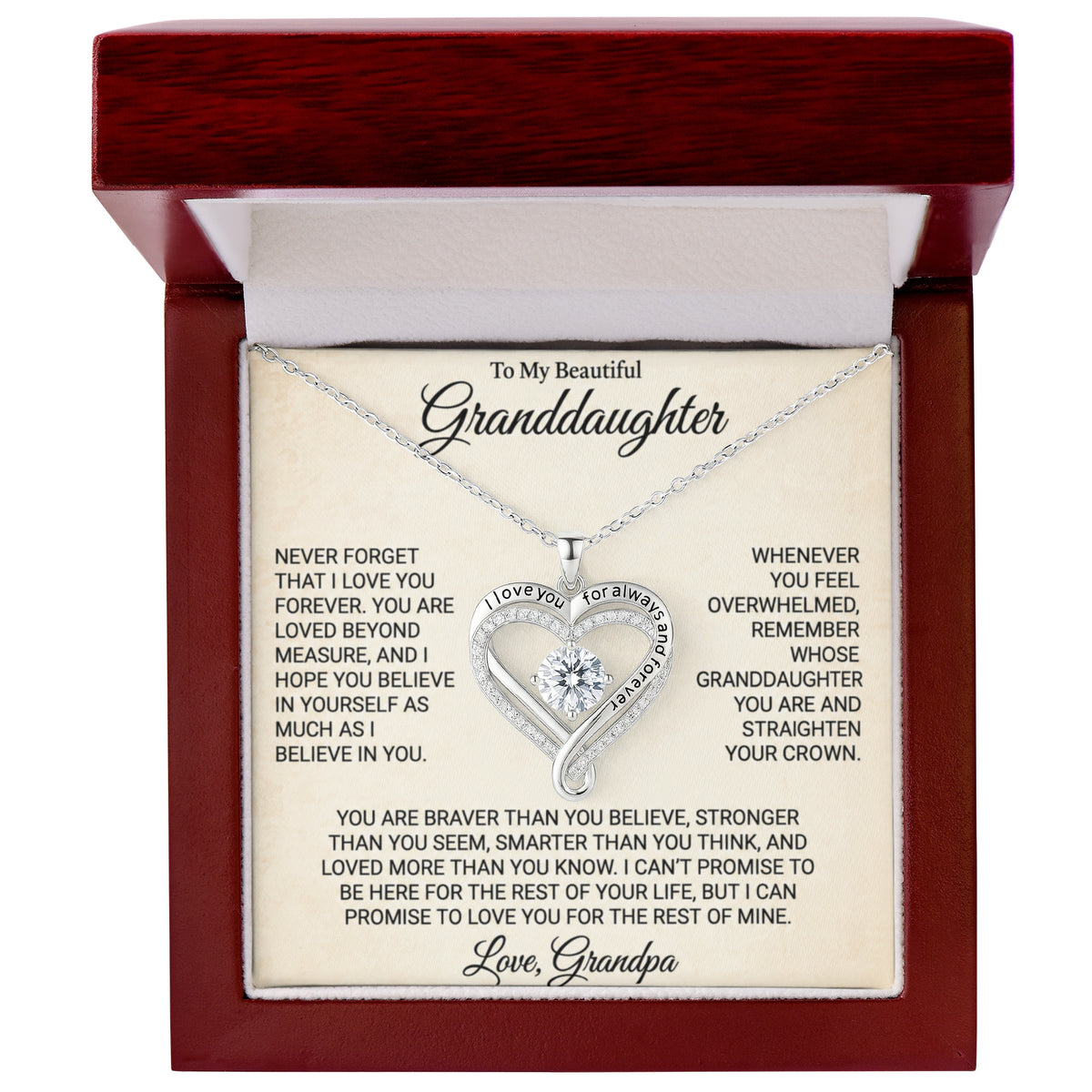 To My Granddaughtear, Love You Always Necklace,