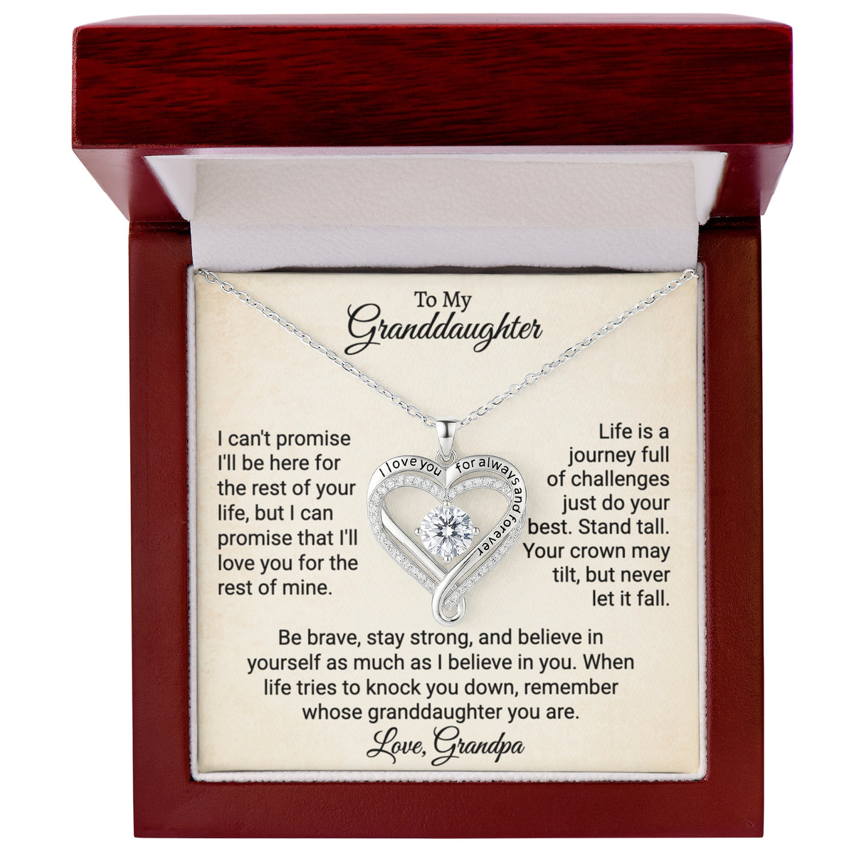 To My Granddaughter Love You Always Necklace.