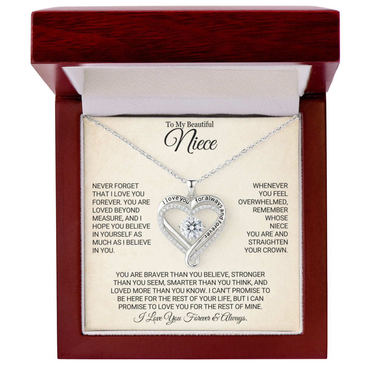To My Beautiful Niece - Love You Always Necklace.