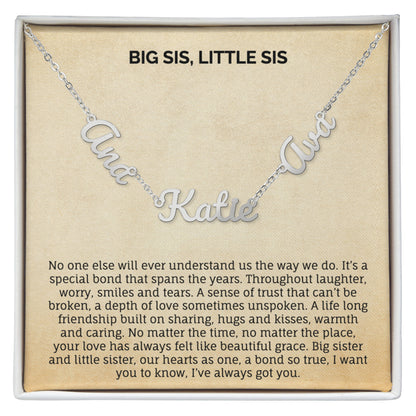 BIG SIS, LITTLE SIS MULTIPLE NAME NECKLACE.