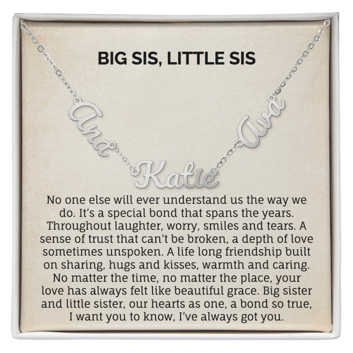 BIG SIS, LITTLE SIS MULTIPLE NAME NECKLACE.