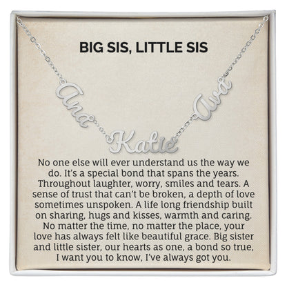 BIG SIS, LITTLE SIS MULTIPLE NAME NECKLACE.