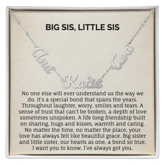 BIG SIS, LITTLE SIS MULTIPLE NAME NECKLACE.