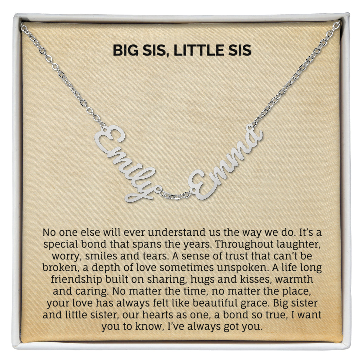 BIG SIS, LITTLE SIS MULTIPLE NAME NECKLACE.
