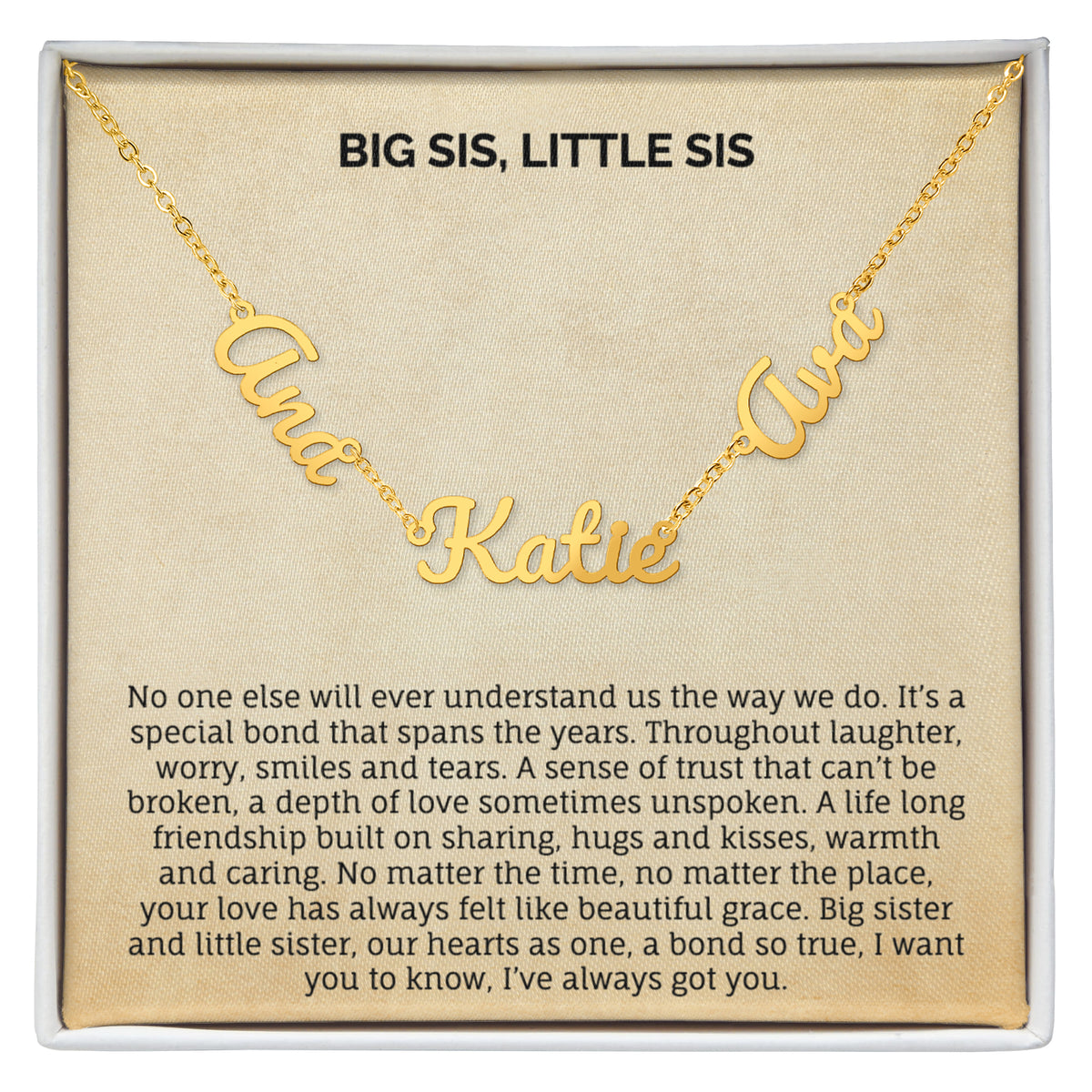 BIG SIS, LITTLE SIS MULTIPLE NAME NECKLACE.