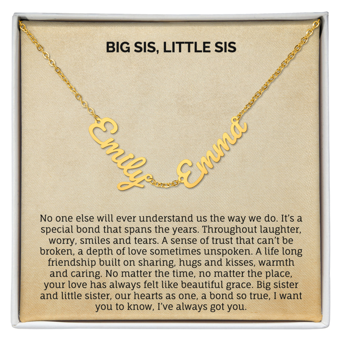 BIG SIS, LITTLE SIS MULTIPLE NAME NECKLACE.