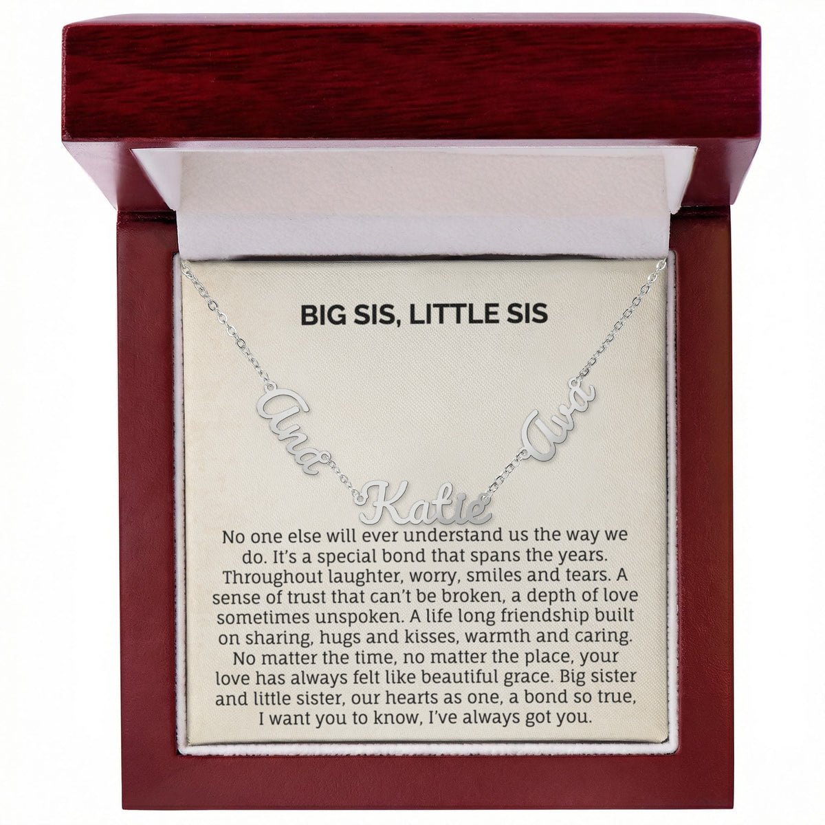 BIG SIS, LITTLE SIS MULTIPLE NAME NECKLACE.
