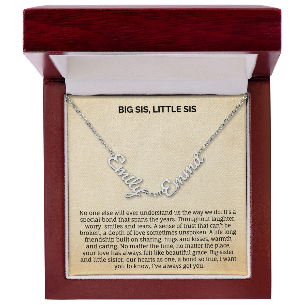 BIG SIS, LITTLE SIS MULTIPLE NAME NECKLACE.