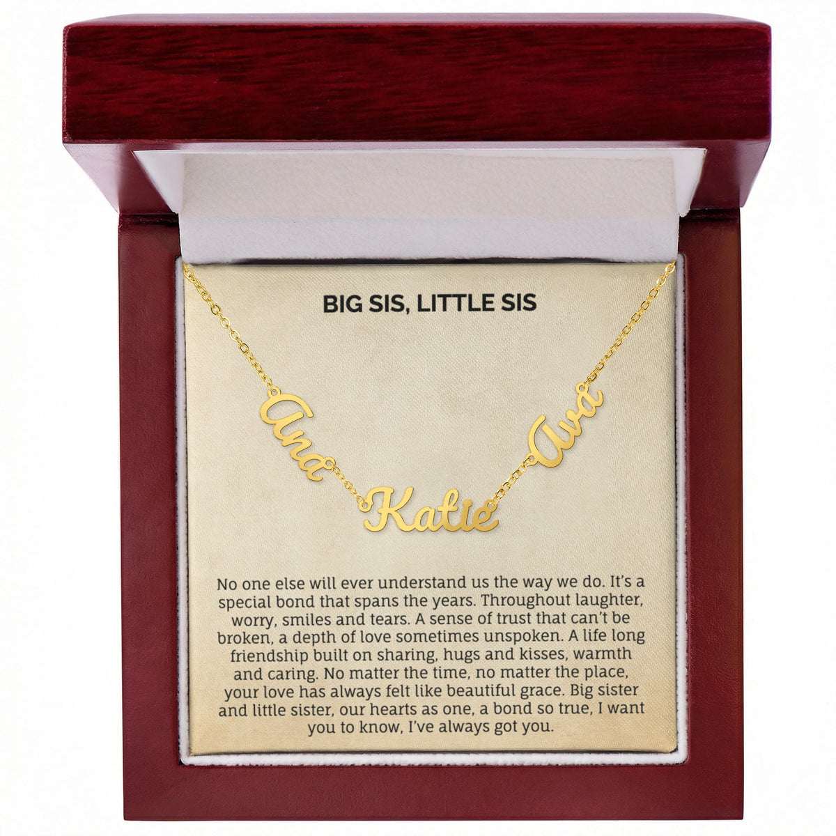 BIG SIS, LITTLE SIS MULTIPLE NAME NECKLACE.