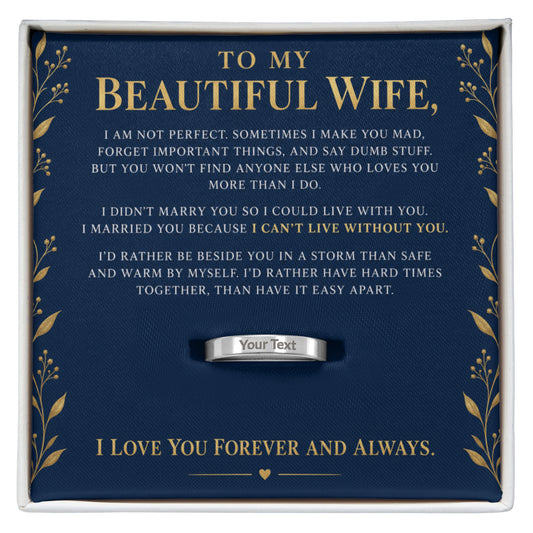 To My Beautiful Wife Engraved Women's Ring.