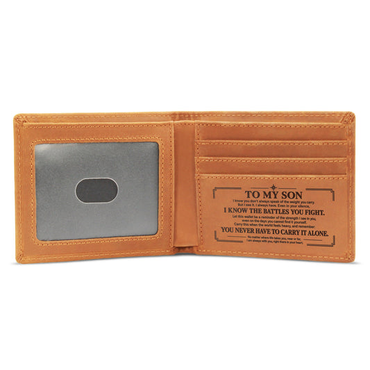 To My Son Engraved Leather Wallet.