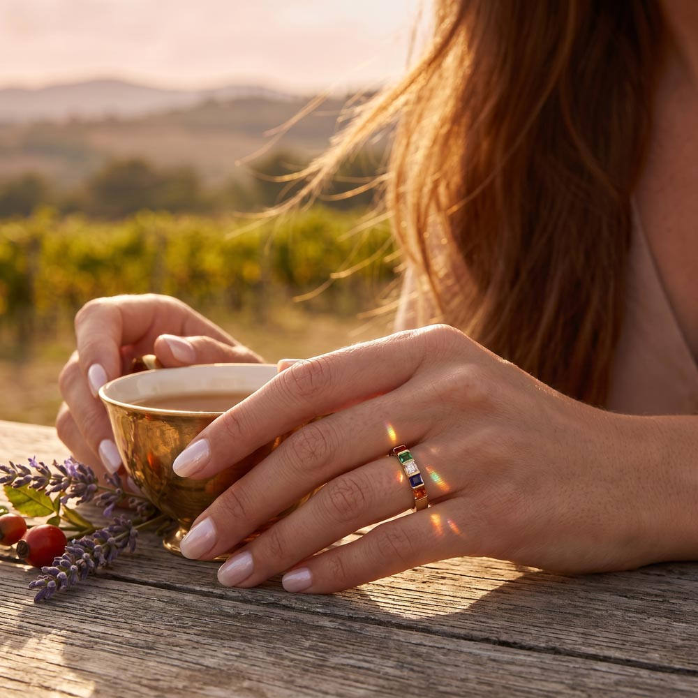 To My Beautiful Fiancée – Personalized Birthstone Ring with Romantic Message Card.