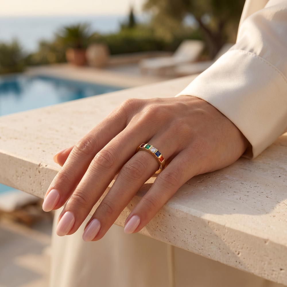To My Beautiful Fiancée – Personalized Birthstone Ring with Romantic Message Card.