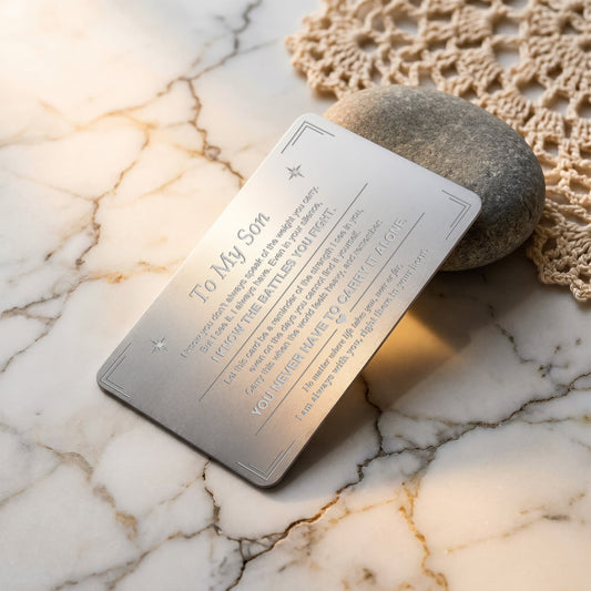 To My Son Engraved Metal Wallet Card.