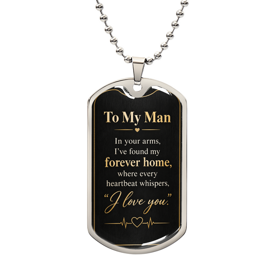 To My Man Dog Tag Necklace