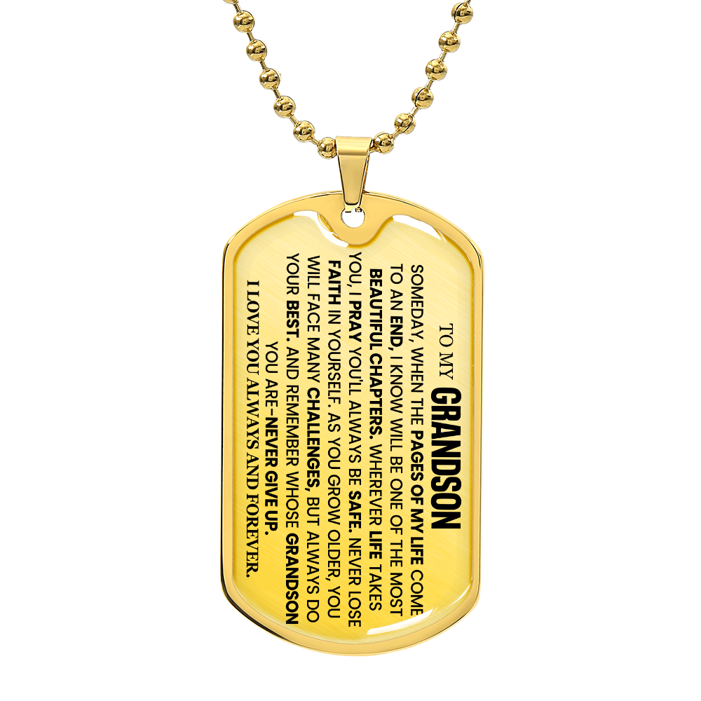 TO MY GRANDSON, I LOVE YOU ALWAYS AND FOREVER | DOG TAG NECKLACE.
