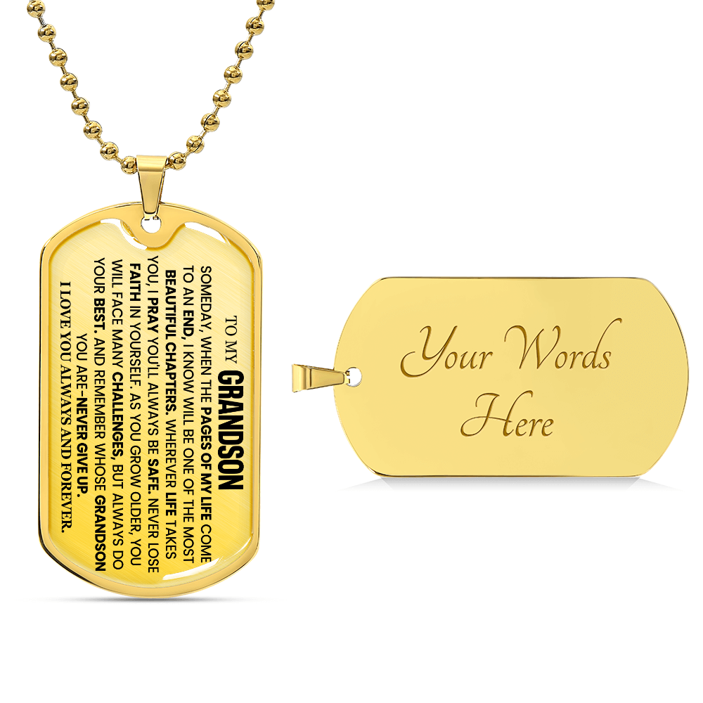 TO MY GRANDSON, I LOVE YOU ALWAYS AND FOREVER | DOG TAG NECKLACE.