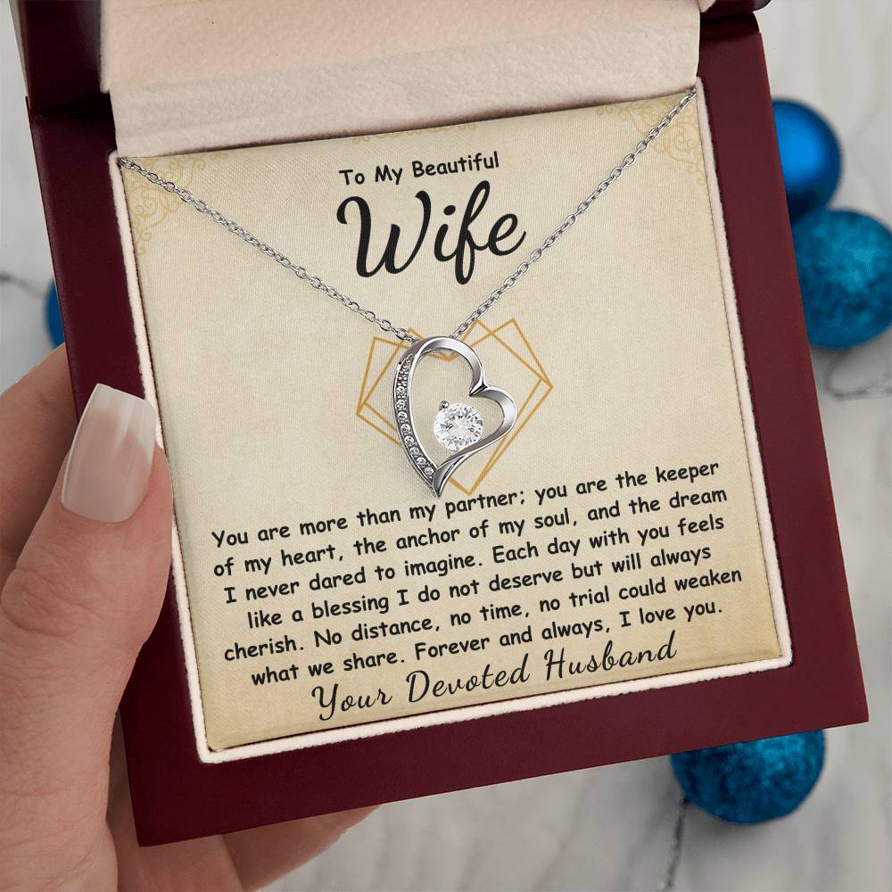 To My Beautiful Wife Forever Love Necklace.