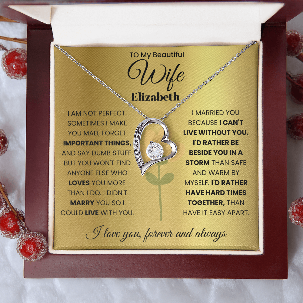 To My Beautiful Wife Personalized Name Necklace.