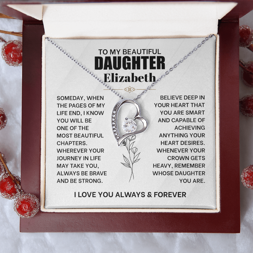 To My Beautiful Daughter Personalized Forever Love Necklace.