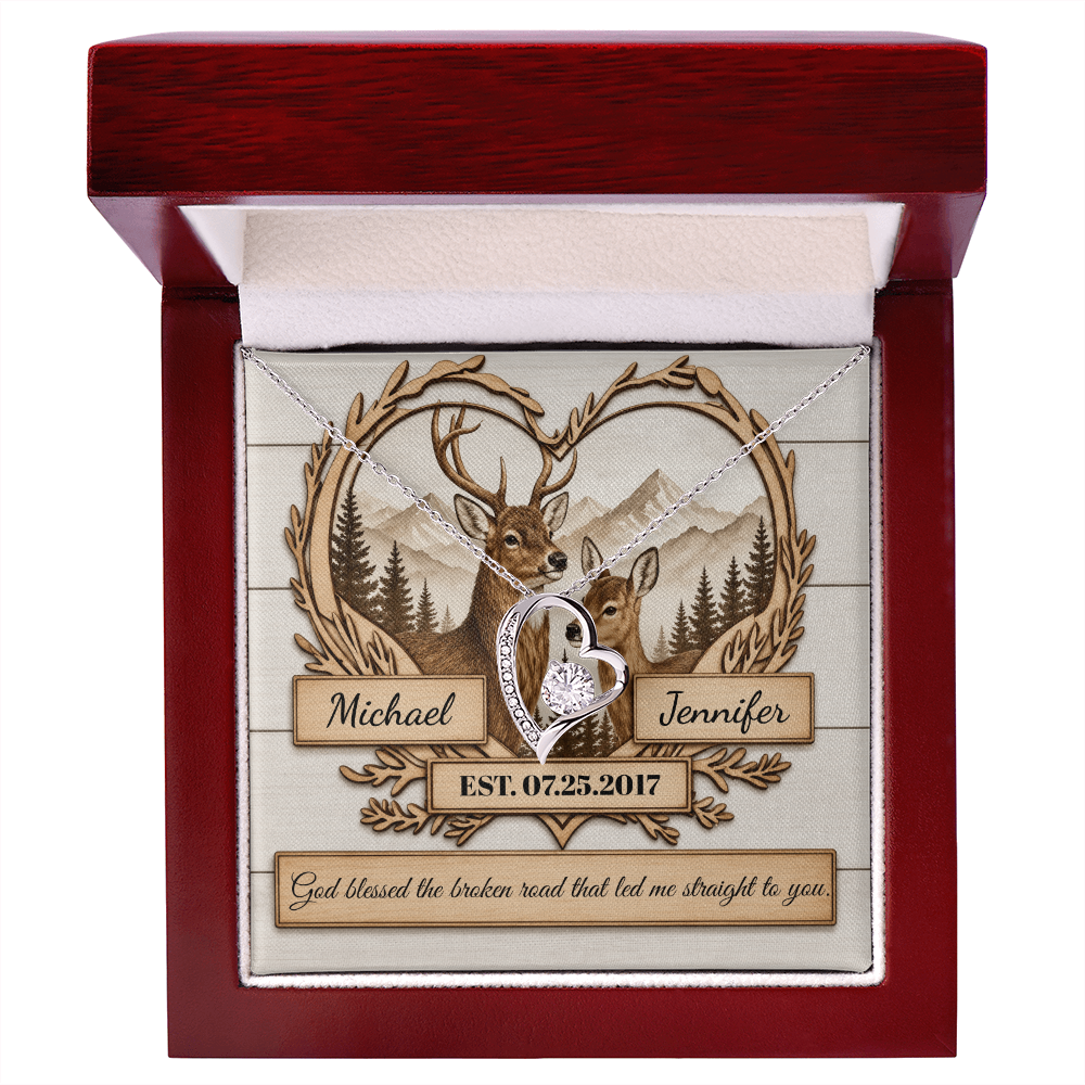"God Bless The Broken Road," Personalized Forever Love Necklace.