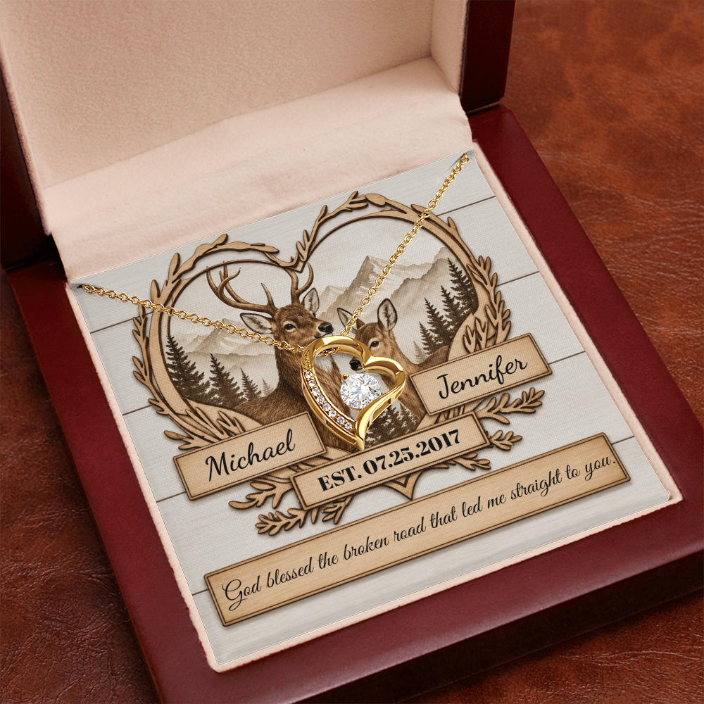 "God Bless The Broken Road," Personalized Forever Love Necklace.