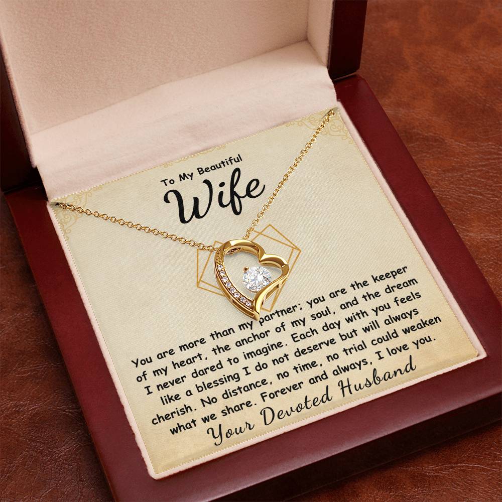 To My Beautiful Wife Forever Love Necklace.