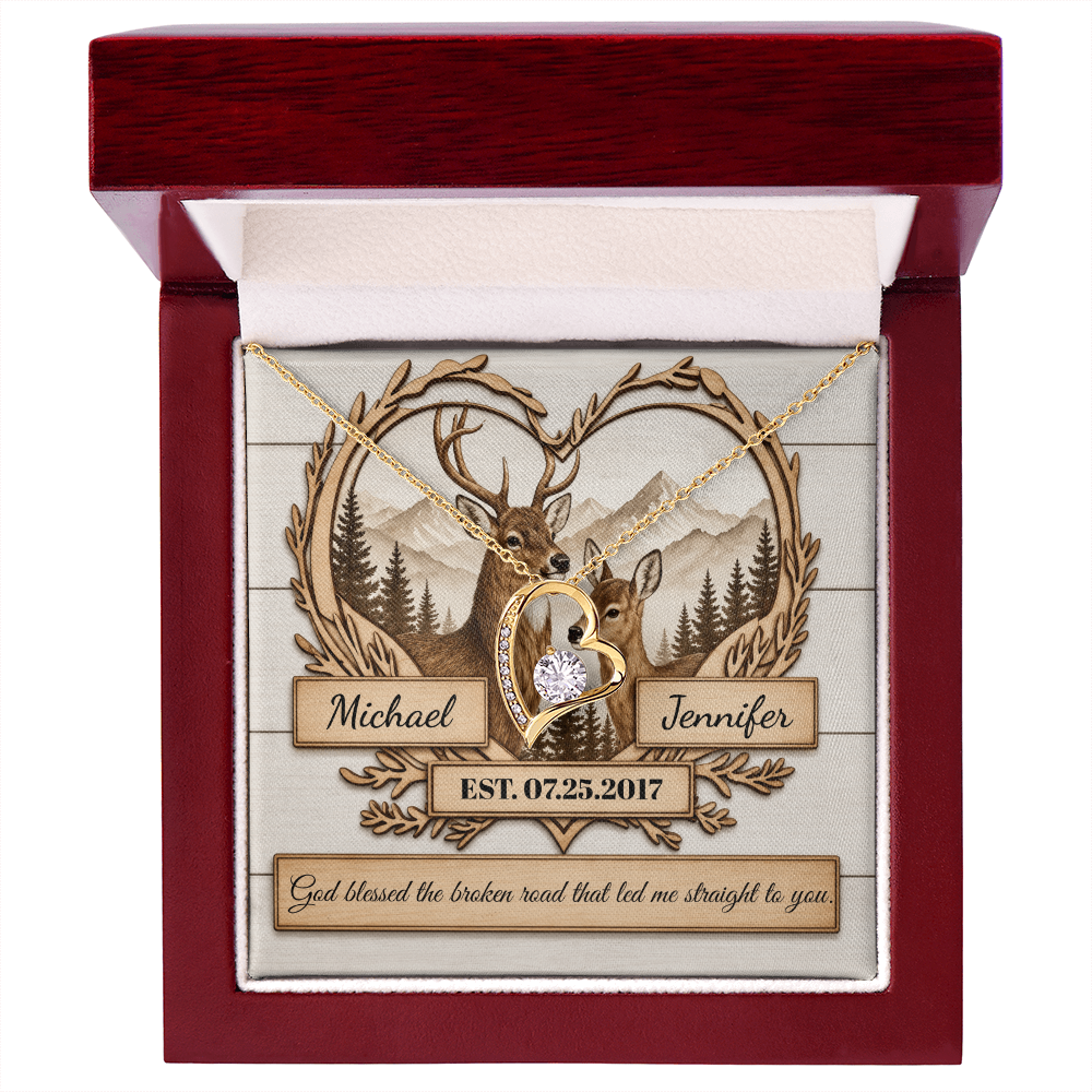 "God Bless The Broken Road," Personalized Forever Love Necklace.