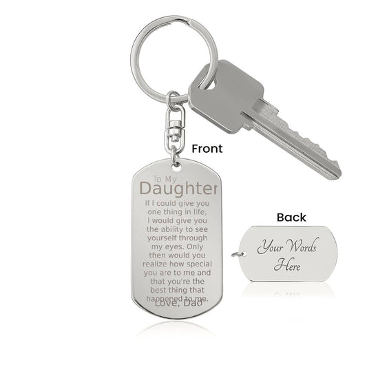 To My Daughter Engraved Dog Tag Keychain.