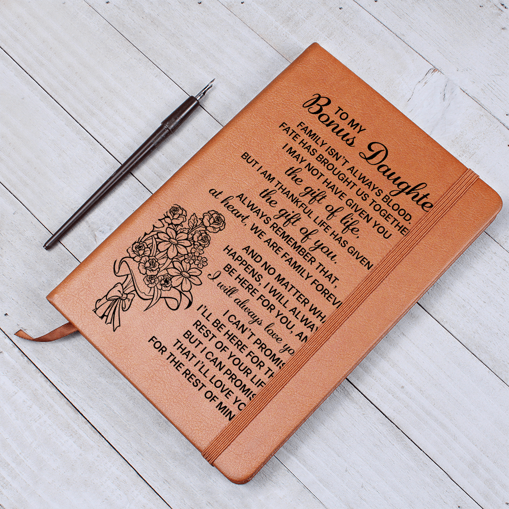 To My Bonus Daughter Graphic Leather Journal.