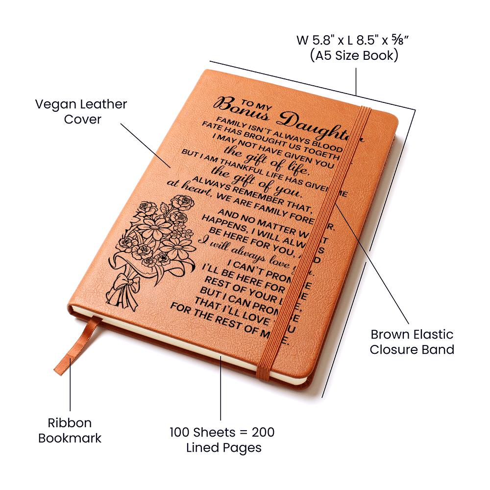 To My Bonus Daughter Graphic Leather Journal.