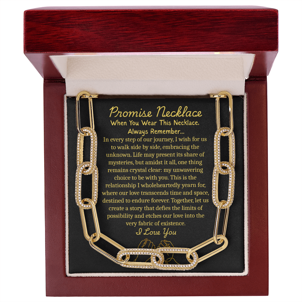 My Promise to You – CZ Paperclip Necklace with Romantic Message Card & Luxury Gift Box.