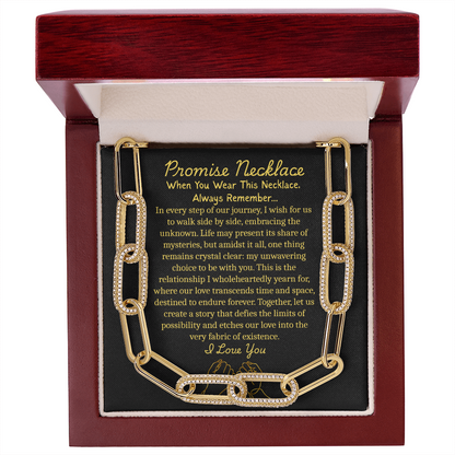 My Promise to You – CZ Paperclip Necklace with Romantic Message Card & Luxury Gift Box.