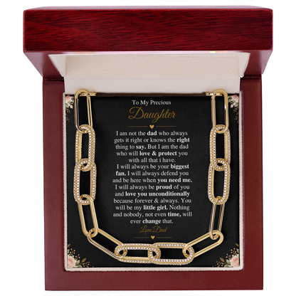 To My Precious Daughter | CZ Paperclip Chain Necklace.