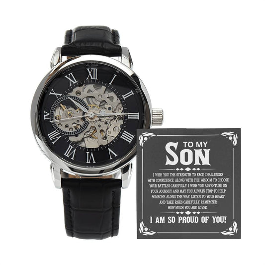 To My Son Men's Openwork Watch.