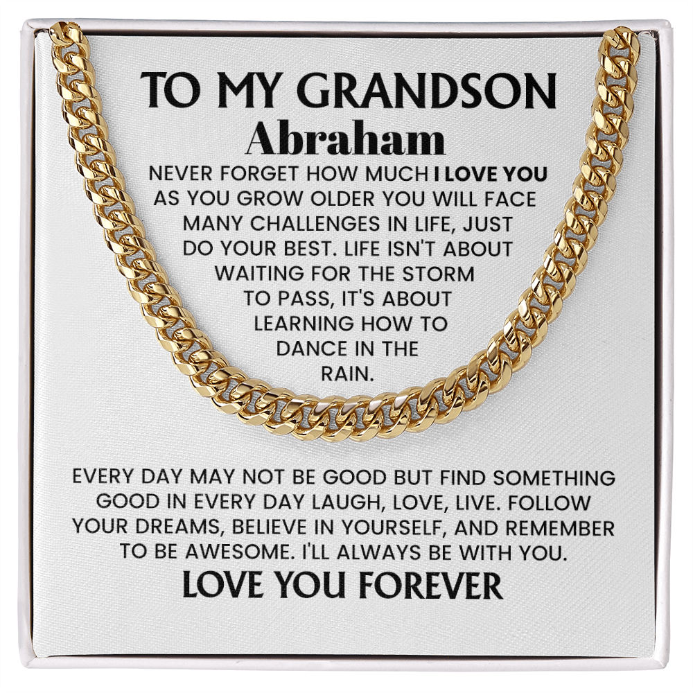 To My Grandson Personalized Cuban Chain Necklace.