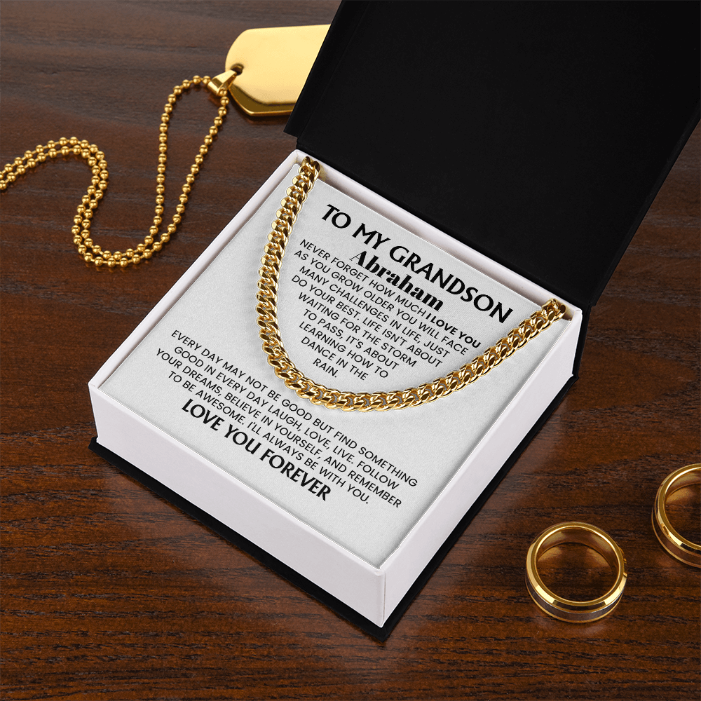 To My Grandson Personalized Cuban Chain Necklace.