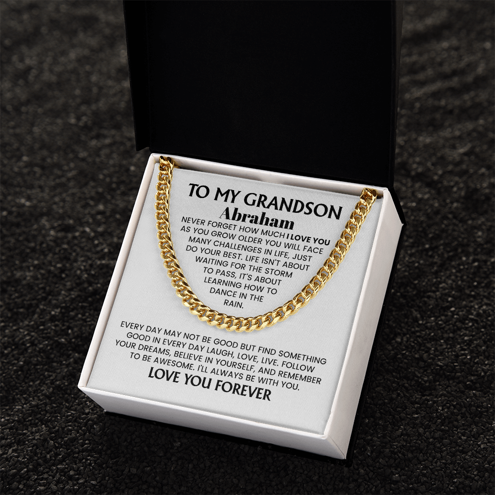 To My Grandson Personalized Cuban Chain Necklace.