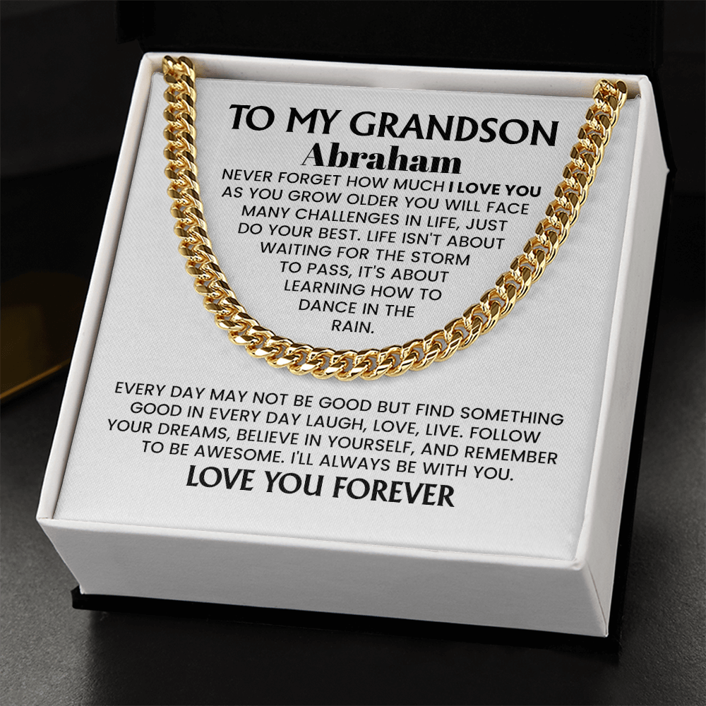 To My Grandson Personalized Cuban Chain Necklace.