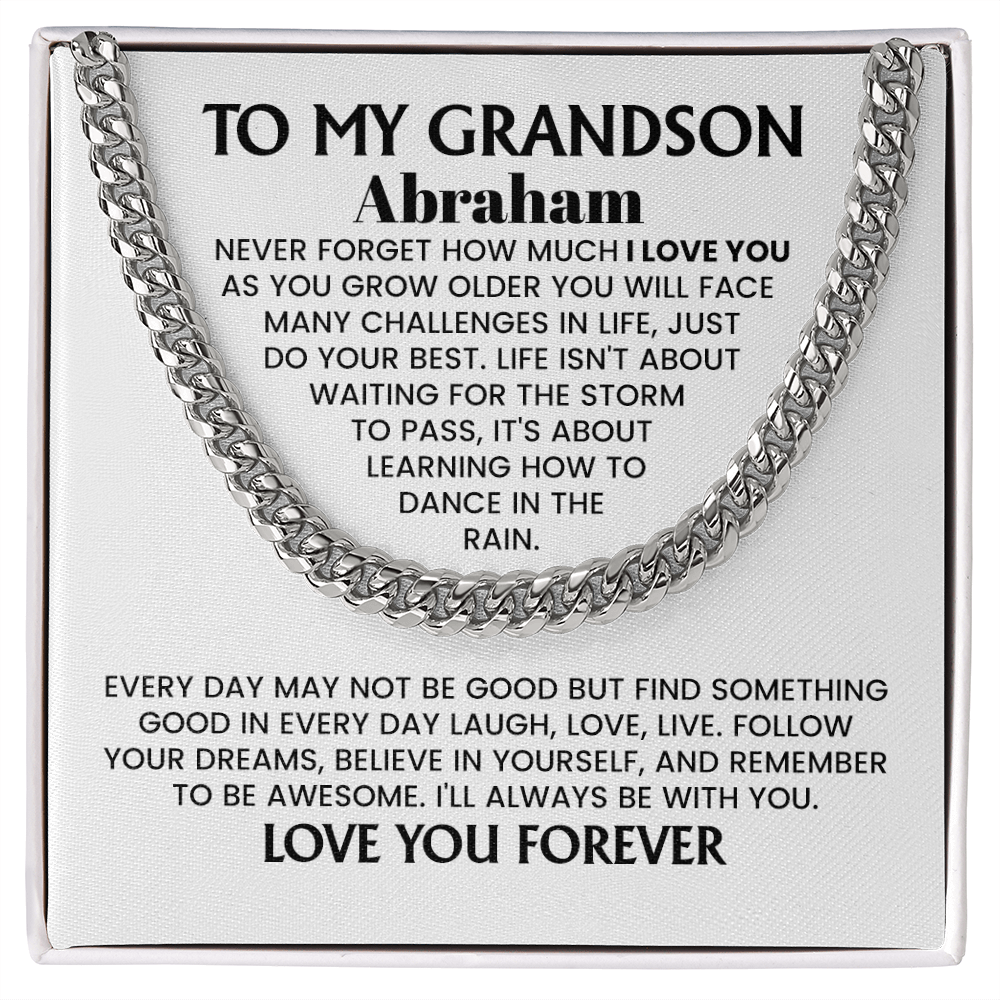 To My Grandson Personalized Cuban Chain Necklace.