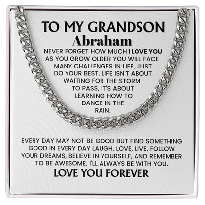 To My Grandson Personalized Cuban Chain Necklace.