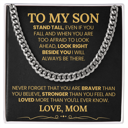 TO MY SON CUBAN LINK CHAIN FROM MOM.
