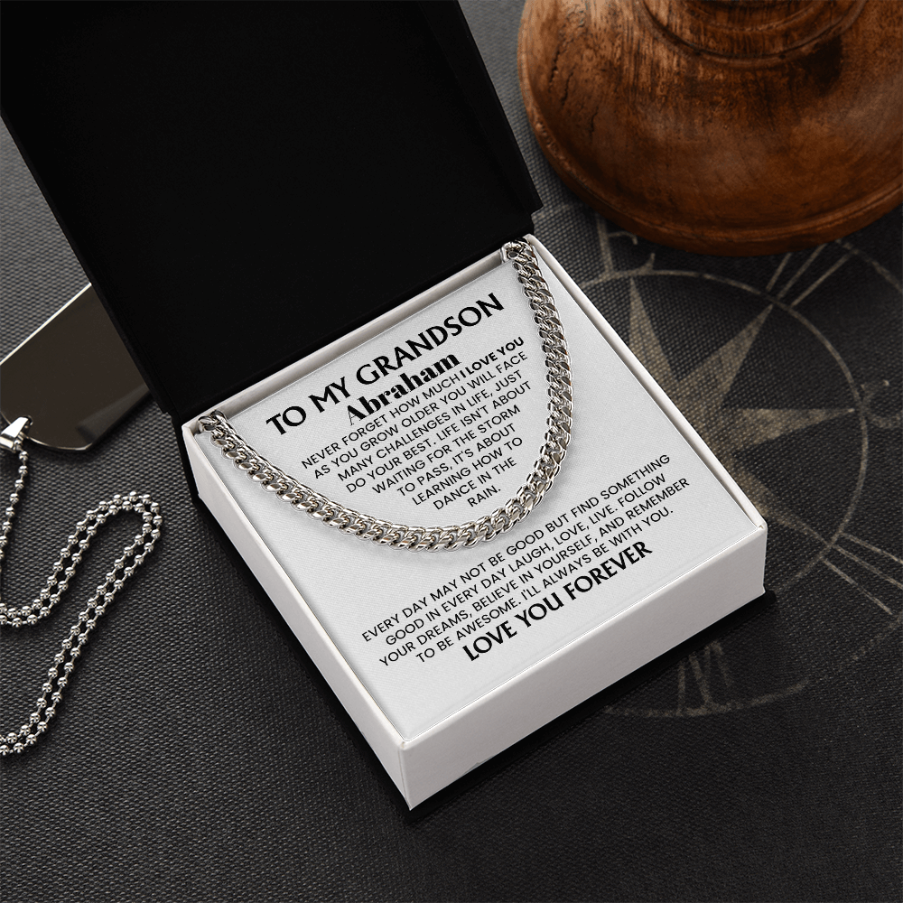 To My Grandson Personalized Cuban Chain Necklace.