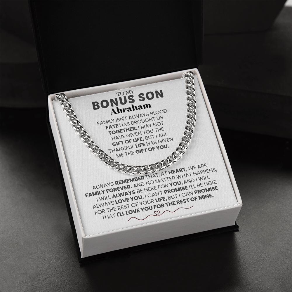 To My Bonus Son Personalized Name  Chain.