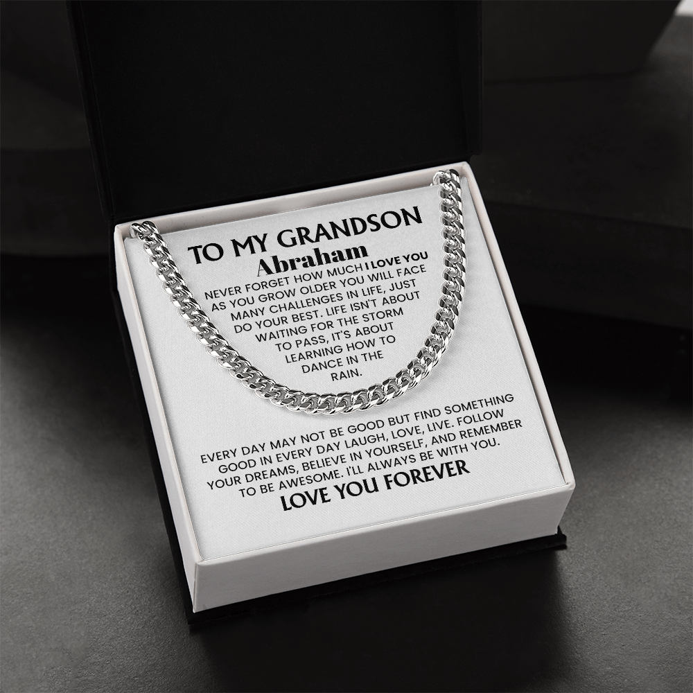 To My Grandson Personalized Cuban Chain Necklace.
