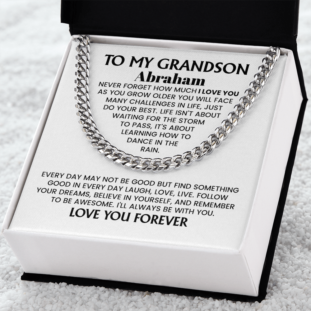 To My Grandson Personalized Cuban Chain Necklace.