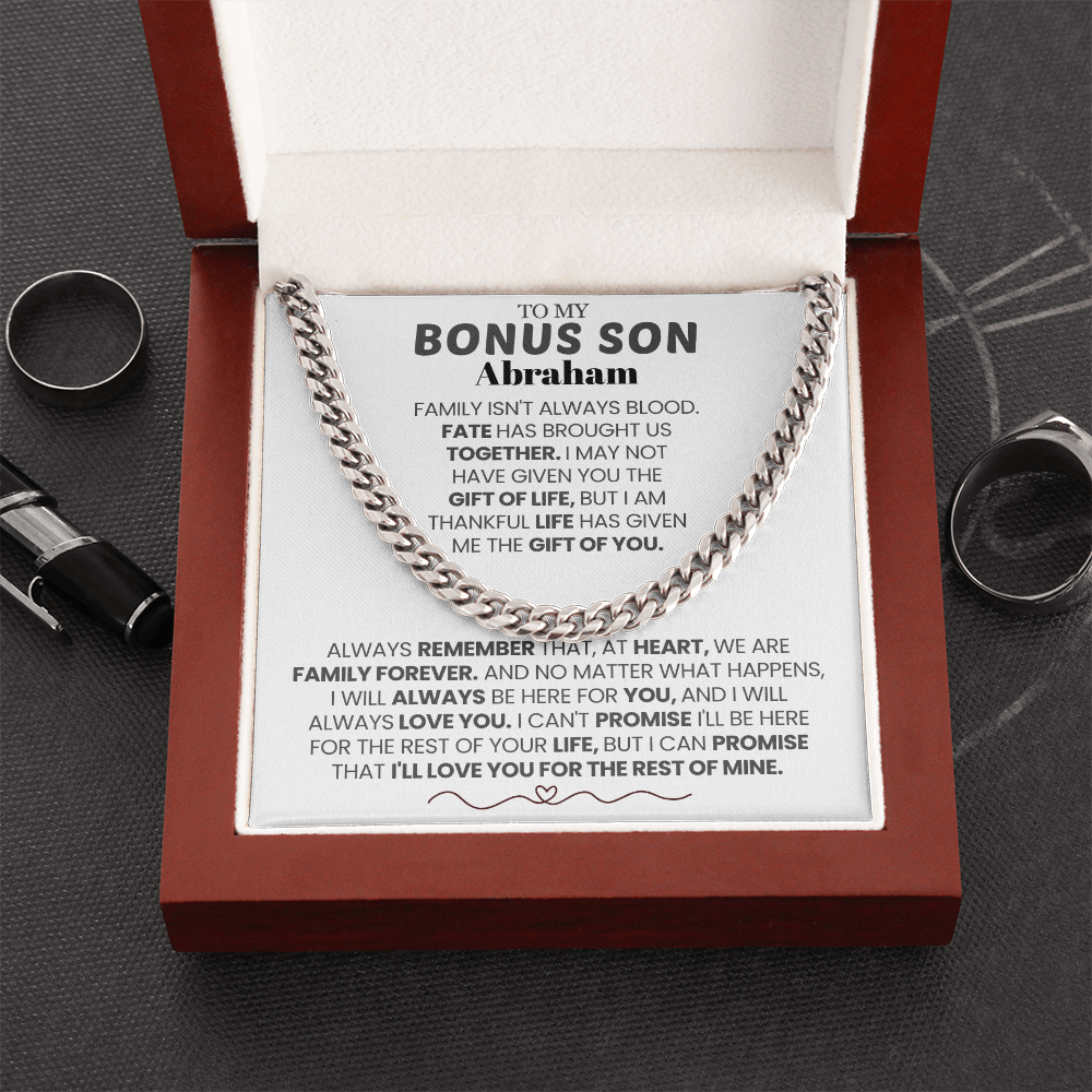 To My Bonus Son Personalized Name  Chain.