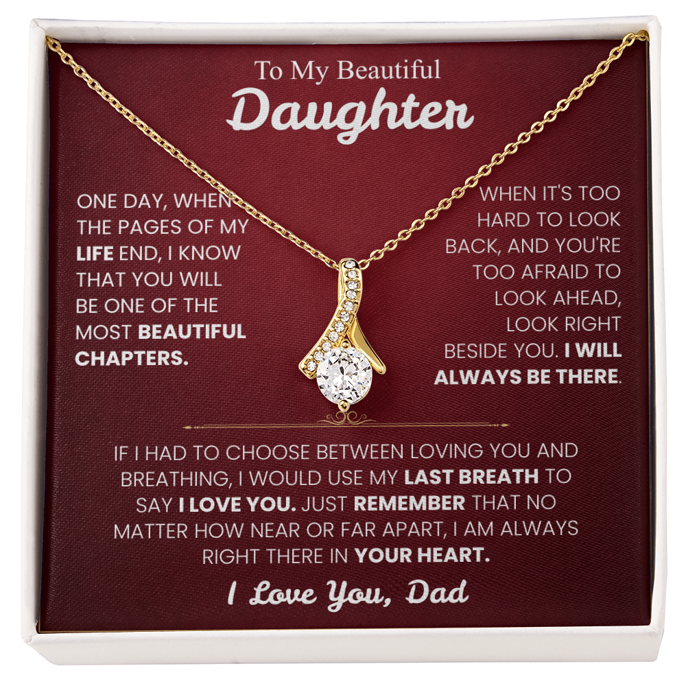 To My Daughter Necklace with Heart Melting Massage Card.