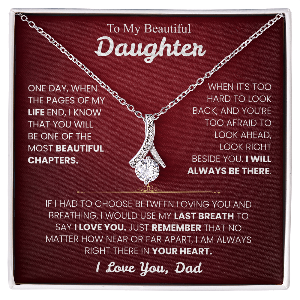 To My Daughter Necklace with Heart Melting Massage Card.
